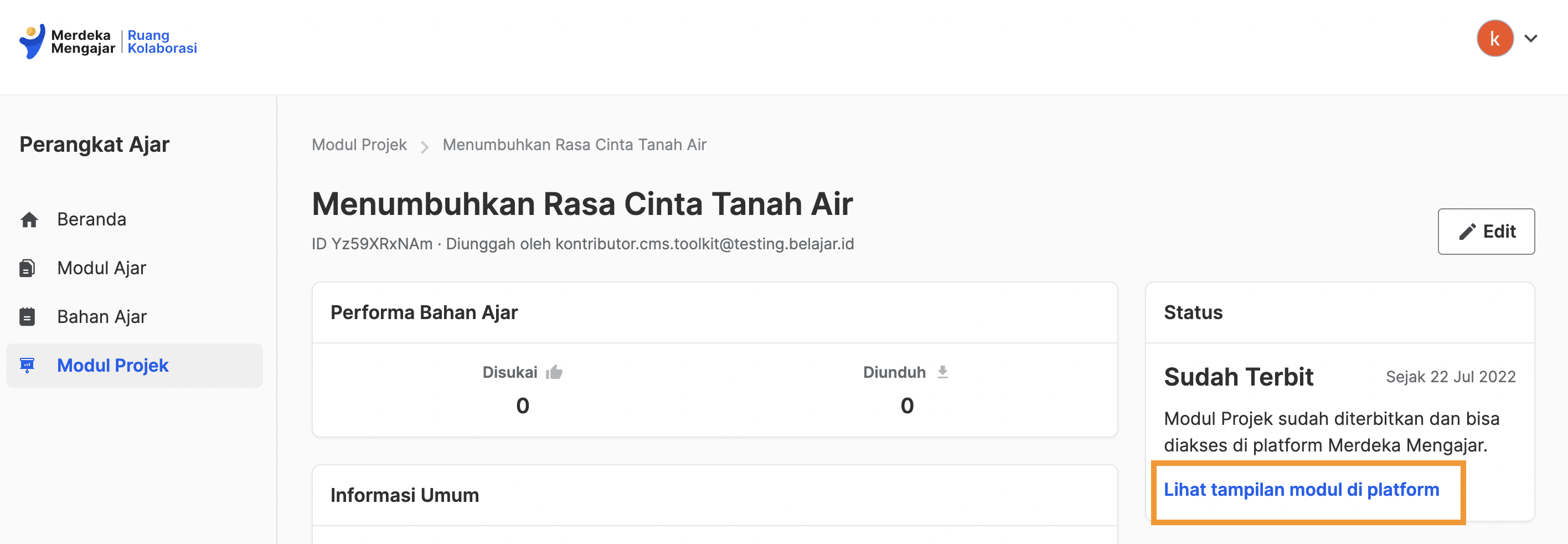 Menerbitkan Modul Projek – Ruang Kolaborasi Mengajar Merdeka